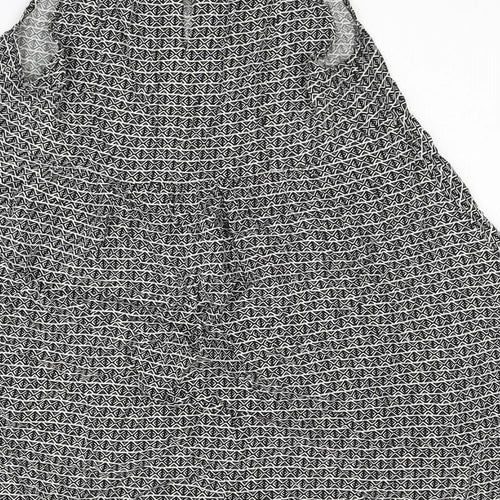 H&M Womens Black Geometric Viscose Trapeze & Swing Size 12 Scoop Neck Button
