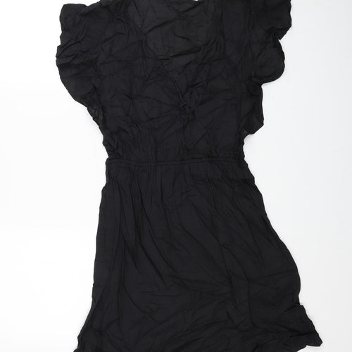 Lee Cooper Womens Black Viscose A-Line Size XS V-Neck Hook & Loop