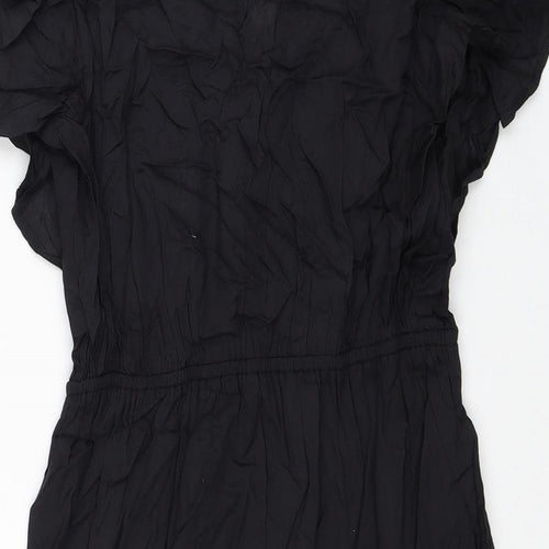Lee Cooper Womens Black Viscose A-Line Size XS V-Neck Hook & Loop