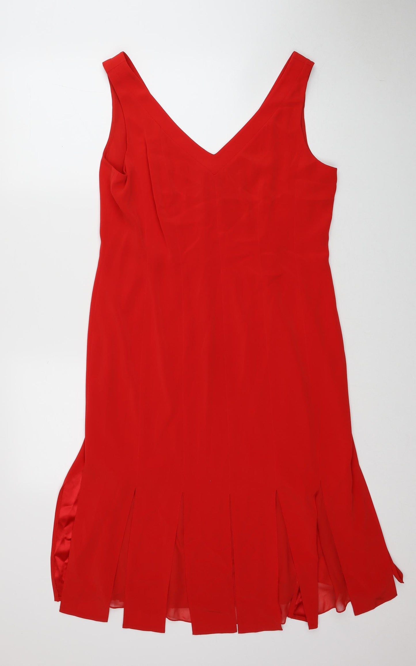 Ibelinda Ching London Womens Red Acetate A-Line Size 16 V-Neck Zip