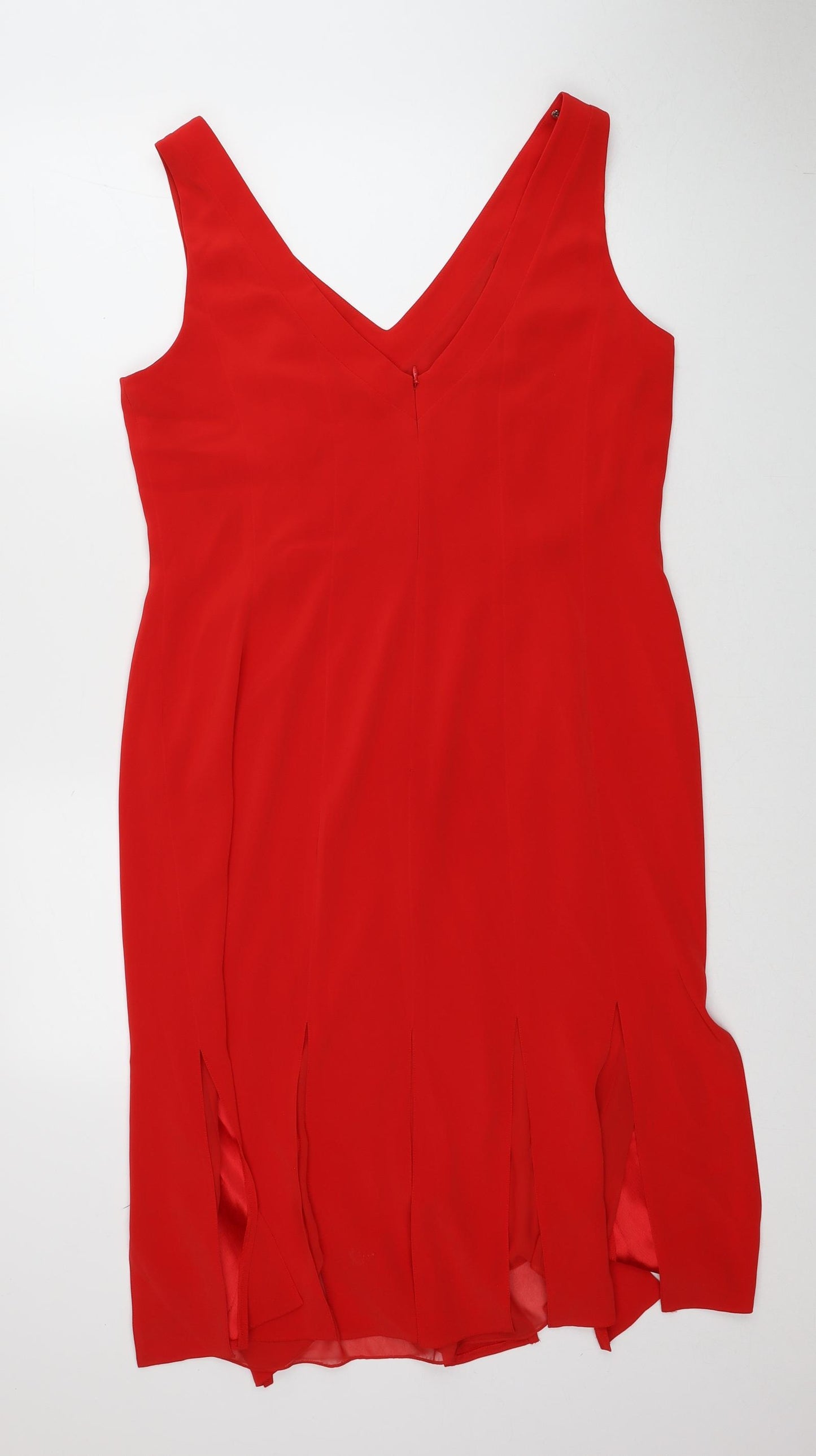 Ibelinda Ching London Womens Red Acetate A-Line Size 16 V-Neck Zip