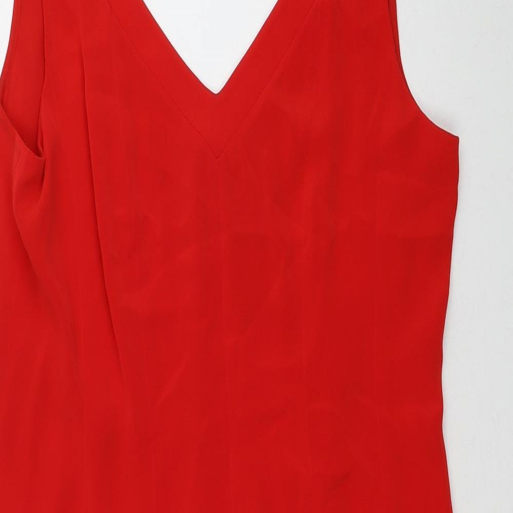 Ibelinda Ching London Womens Red Acetate A-Line Size 16 V-Neck Zip