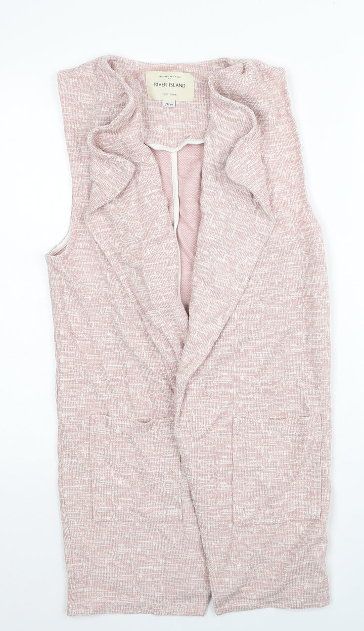 Nutmeg Girls Pink V-Neck Polyester Cardigan Jumper Size 11-12 Years Pullover