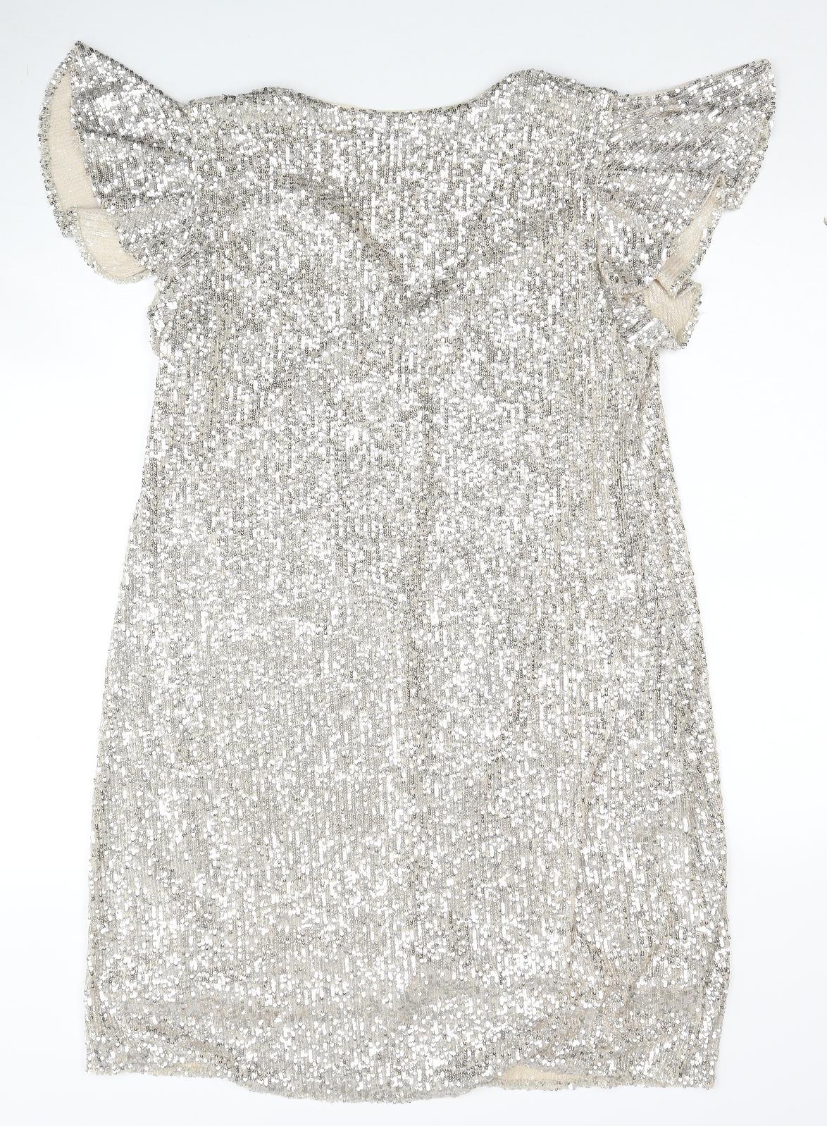 F&F Womens Gold Polyester Ball Gown Size 16 V-Neck Zip
