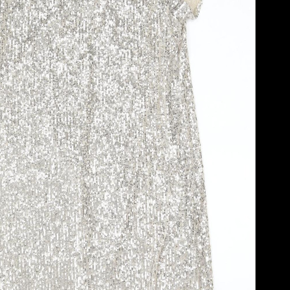 F&F Womens Gold Polyester Ball Gown Size 16 V-Neck Zip