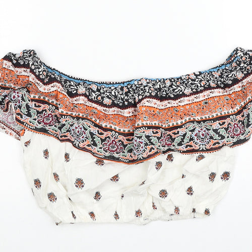 Love & Other Things Womens Multicoloured Geometric Viscose Cropped Tank Size M Off the Shoulder