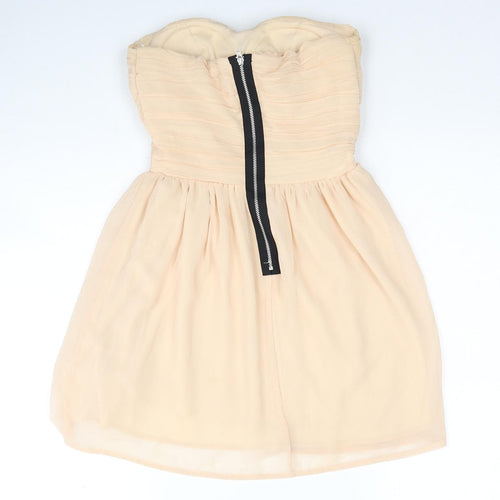 Rave Womens Beige Polyester Fit & Flare Size 6 Sweetheart Zip
