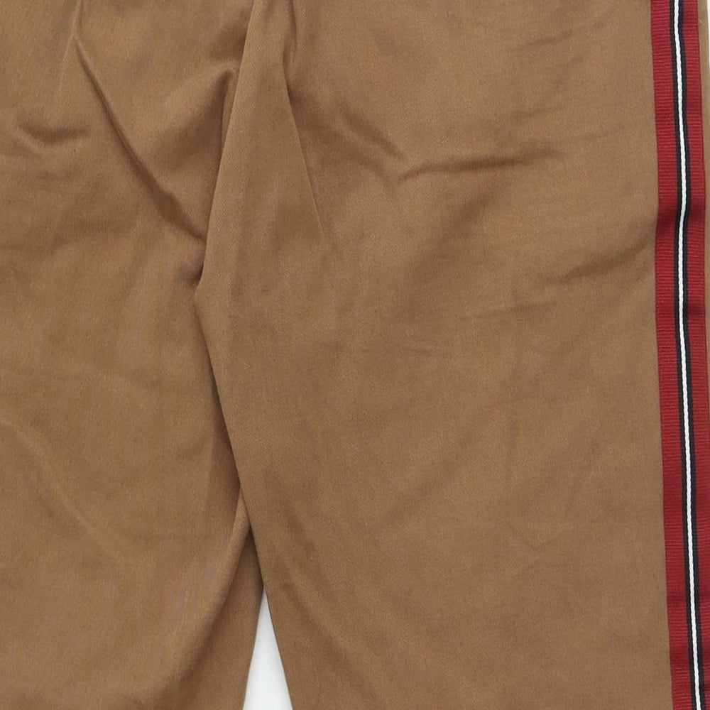 Topman Mens Brown Cotton Chino Trousers Size 34 in L25 in Regular Zip