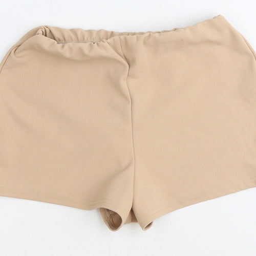 Missguided Womens Beige Polyester Sweat Shorts Size 6 Extra-Slim Pull On