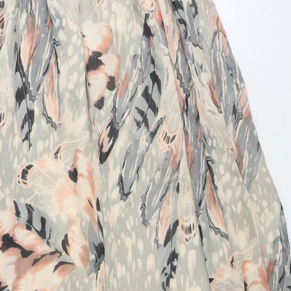 Miss Selfridge Womens Grey Geometric Polyester Tank Dress Size 8 Square Neck Pullover