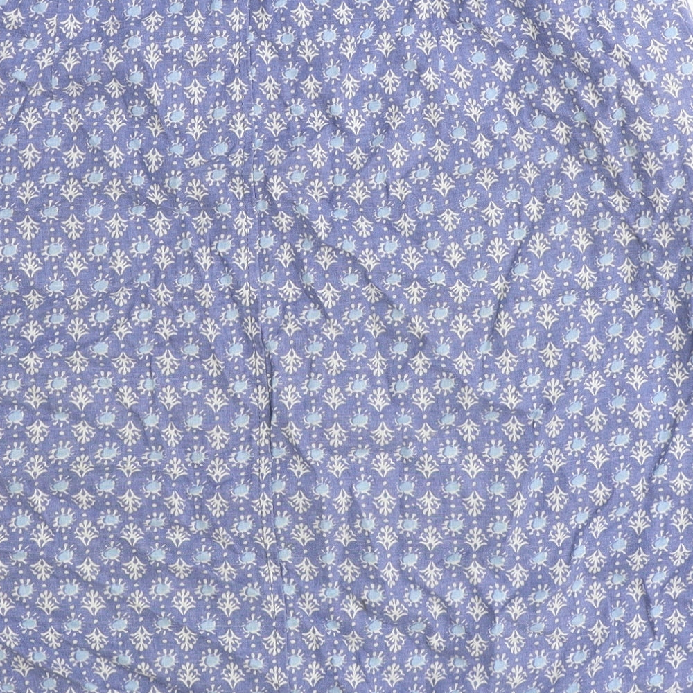 NEXT Womens Blue Geometric Linen A-Line Skirt Size 12 Zip
