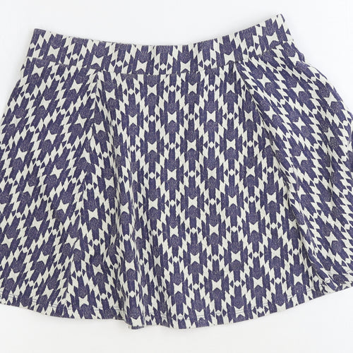 NEXT Womens Blue Geometric Cotton Swing Skirt Size 12