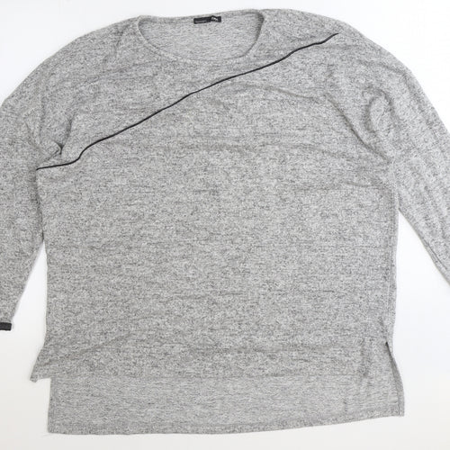 Zara Womens Grey Round Neck Polyester Pullover Jumper Size M