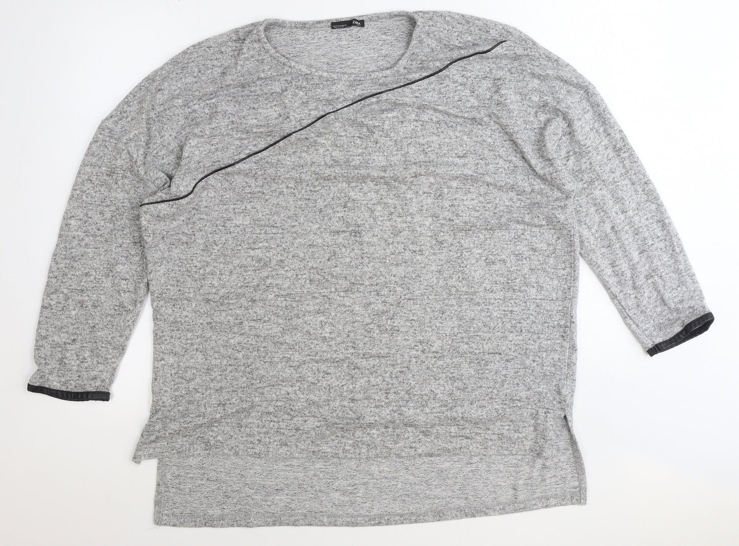 Zara Womens Grey Round Neck Polyester Pullover Jumper Size M