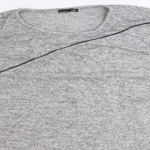 Zara Womens Grey Round Neck Polyester Pullover Jumper Size M