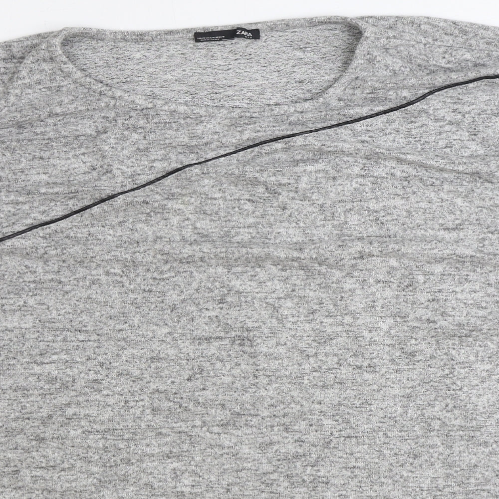 Zara Womens Grey Round Neck Polyester Pullover Jumper Size M