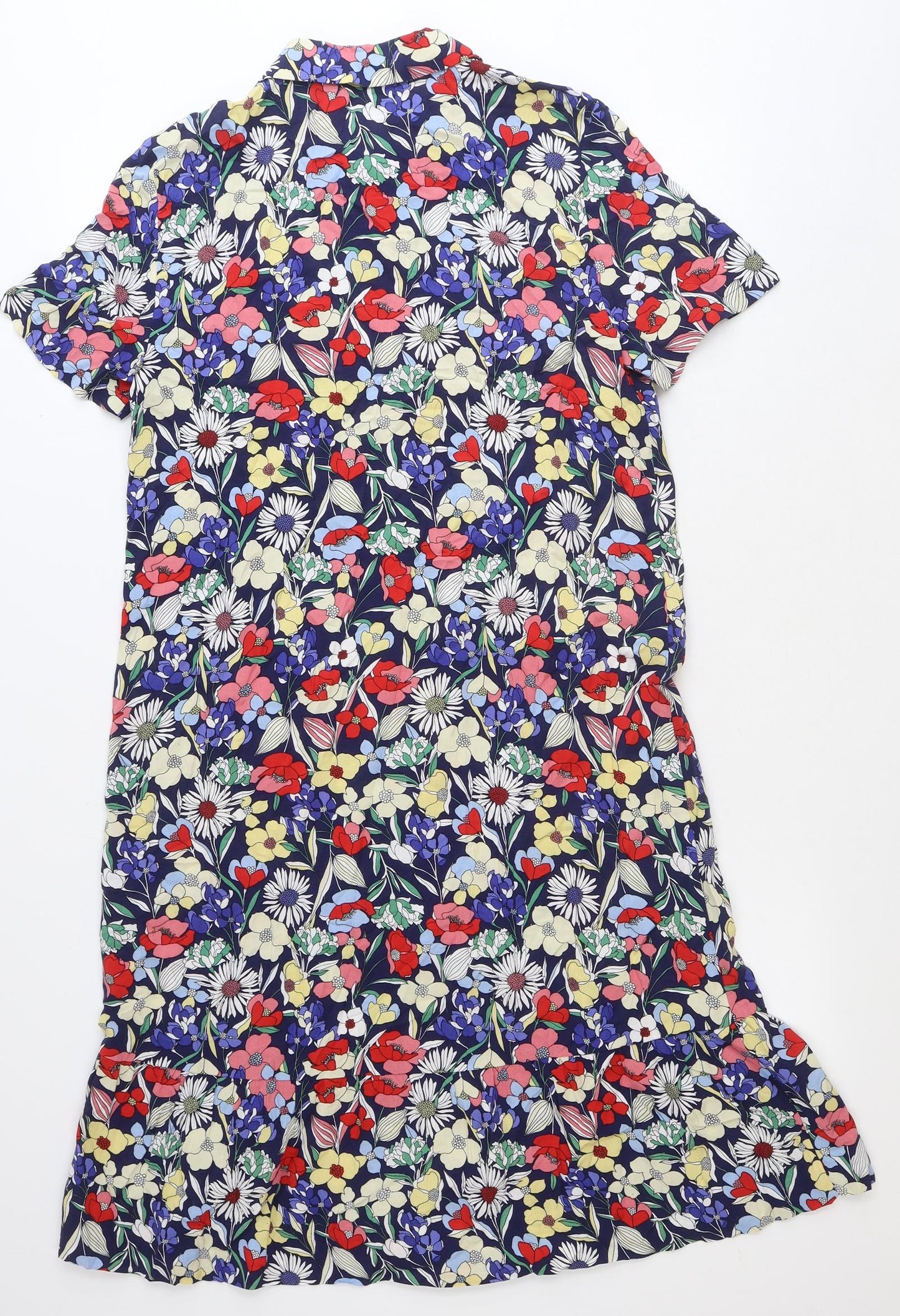TU Womens Multicoloured Floral Viscose Shirt Dress Size 10 Collared Button