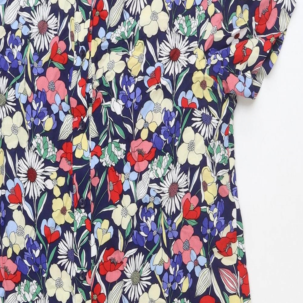 TU Womens Multicoloured Floral Viscose Shirt Dress Size 10 Collared Button
