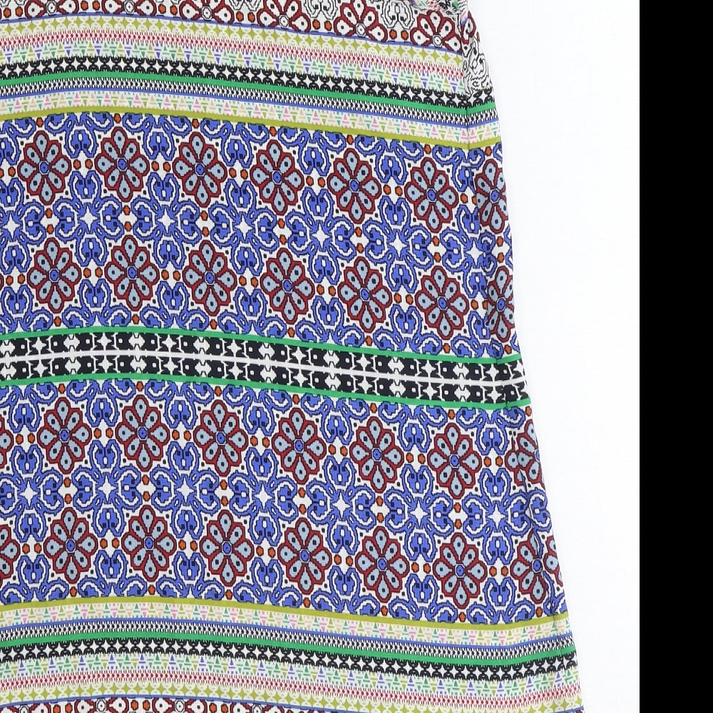 New Look Womens Multicoloured Geometric Polyester Slip Dress Size 12 Square Neck Pullover