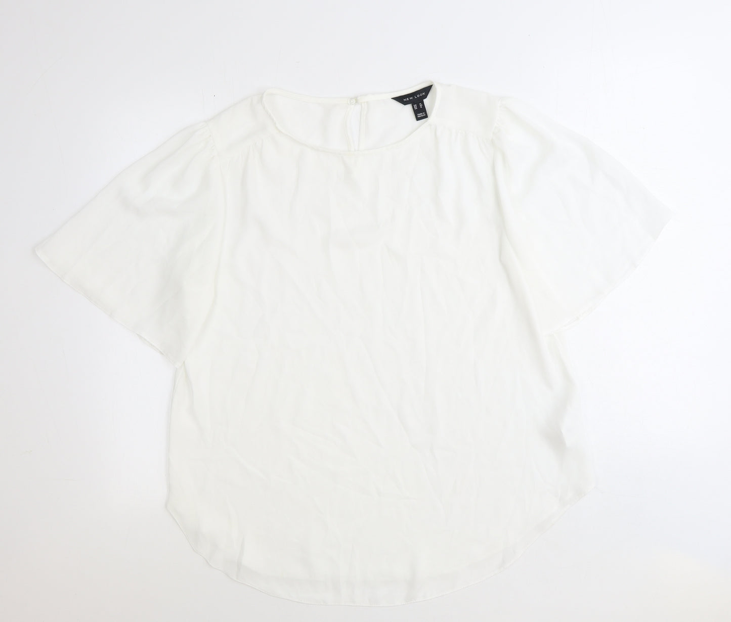 New Look Womens White Polyester Basic Blouse Size 16 Round Neck