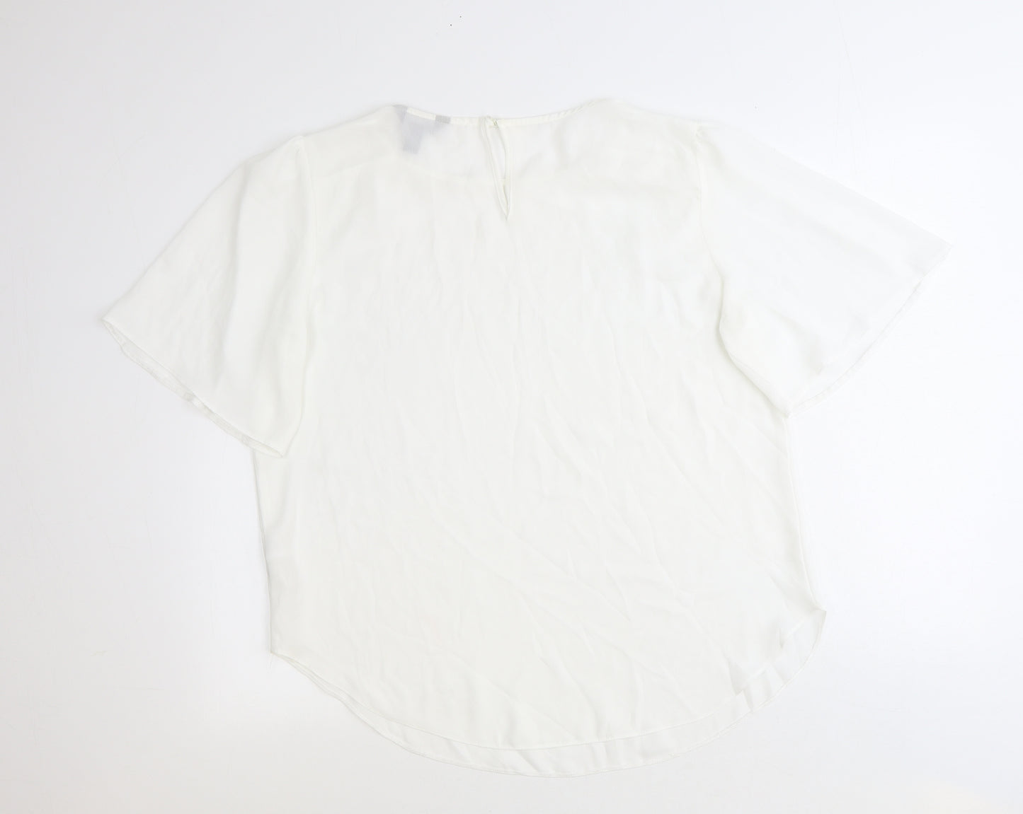 New Look Womens White Polyester Basic Blouse Size 16 Round Neck