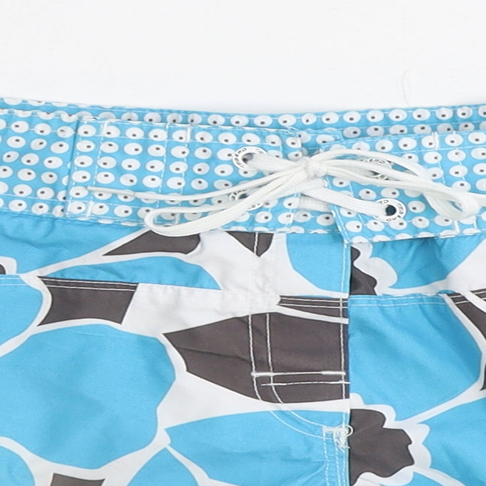 Tribord Womens Blue Floral 100% Polyester Hot Pants Shorts Size 8 Regular Tie