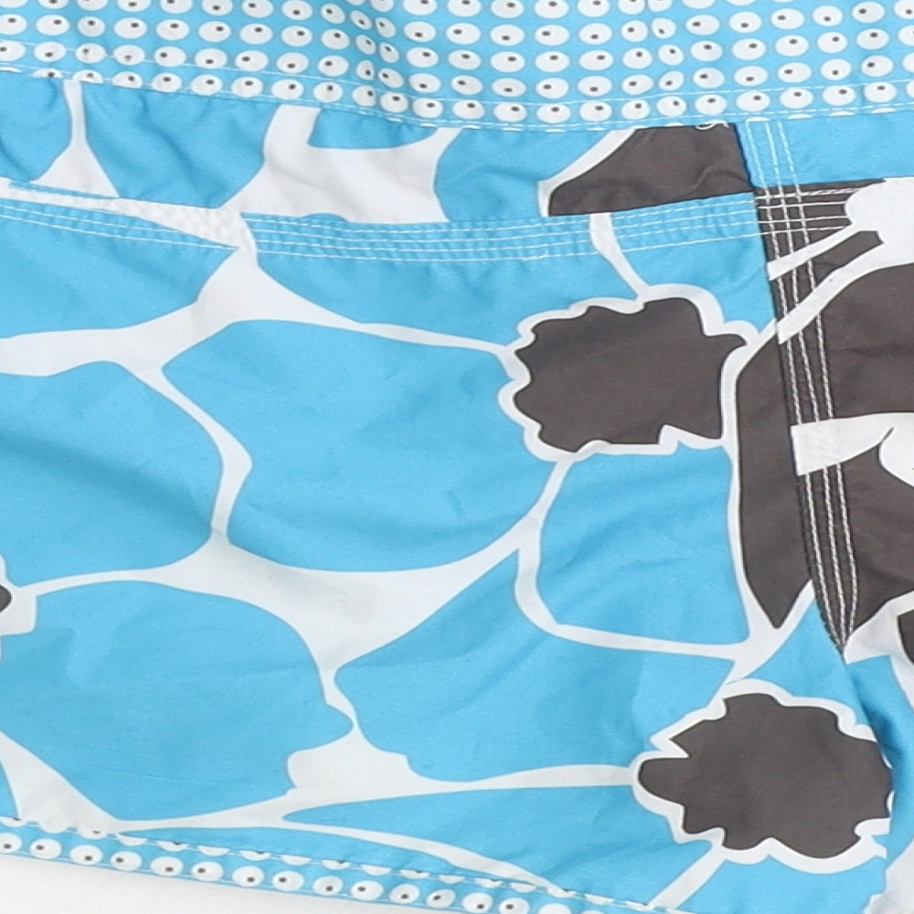 Tribord Womens Blue Floral 100% Polyester Hot Pants Shorts Size 8 Regular Tie