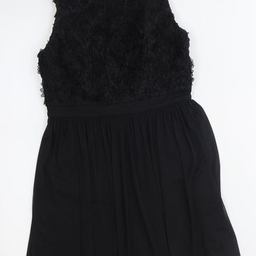 Miss Selfridge Womens Black Floral Polyester Fit & Flare Size 8 Scoop Neck Zip