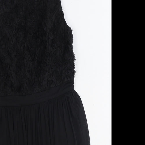 Miss Selfridge Womens Black Floral Polyester Fit & Flare Size 8 Scoop Neck Zip