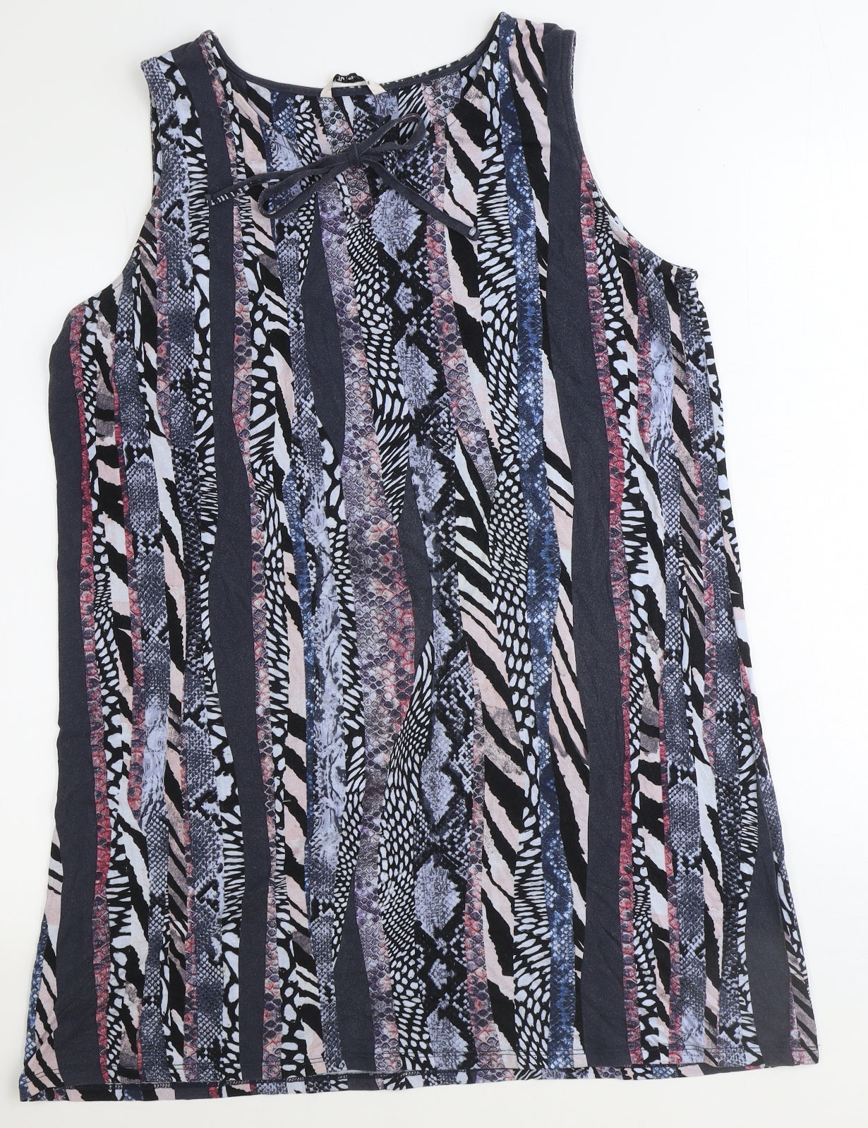 TU Womens Multicoloured Animal Print Viscose A-Line Size 16 Round Neck Tie - Leopard Zebra Pattern