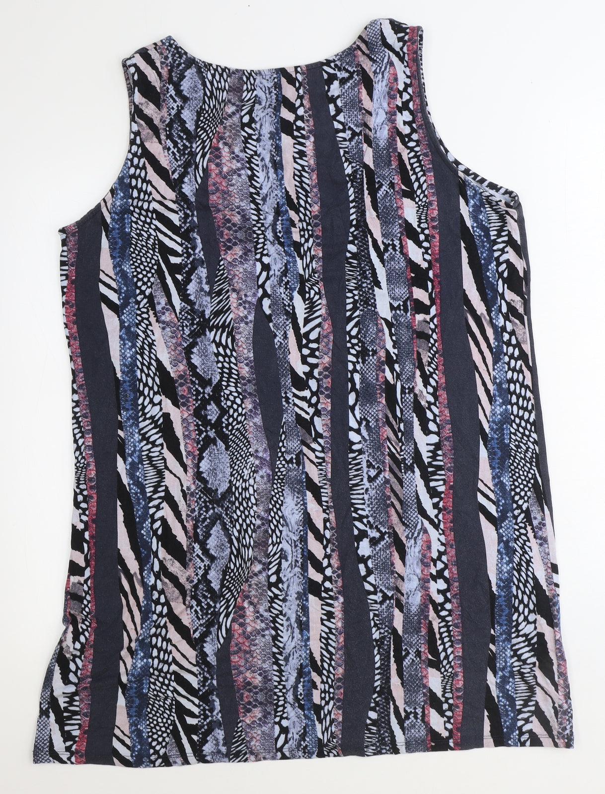 TU Womens Multicoloured Animal Print Viscose A-Line Size 16 Round Neck Tie - Leopard Zebra Pattern