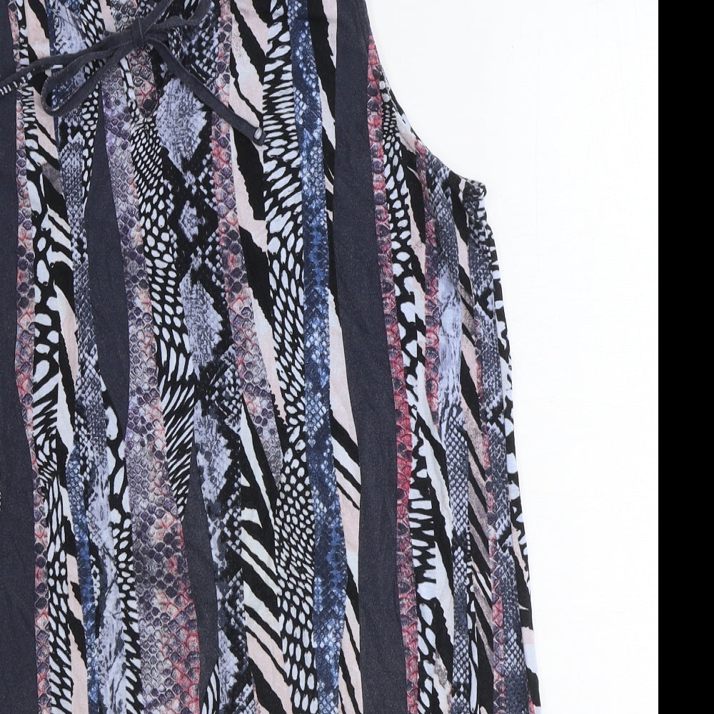 TU Womens Multicoloured Animal Print Viscose A-Line Size 16 Round Neck Tie - Leopard Zebra Pattern