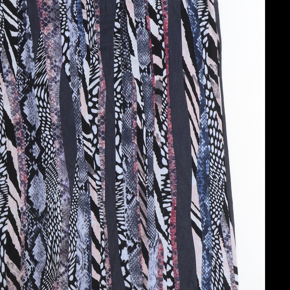 TU Womens Multicoloured Animal Print Viscose A-Line Size 16 Round Neck Tie - Leopard Zebra Pattern