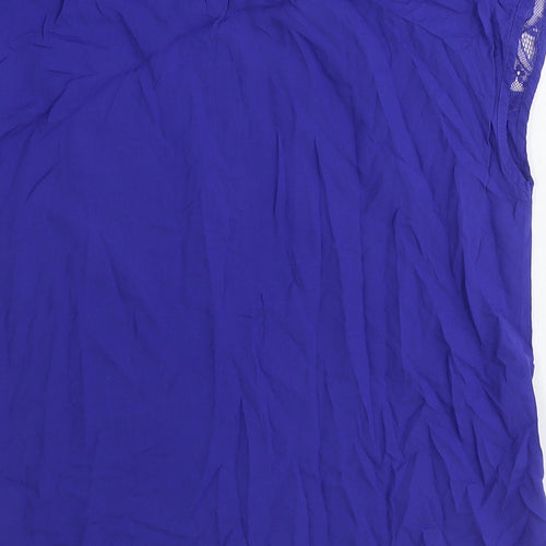 Warehouse Womens Blue Viscose Basic Blouse Size 8 Round Neck
