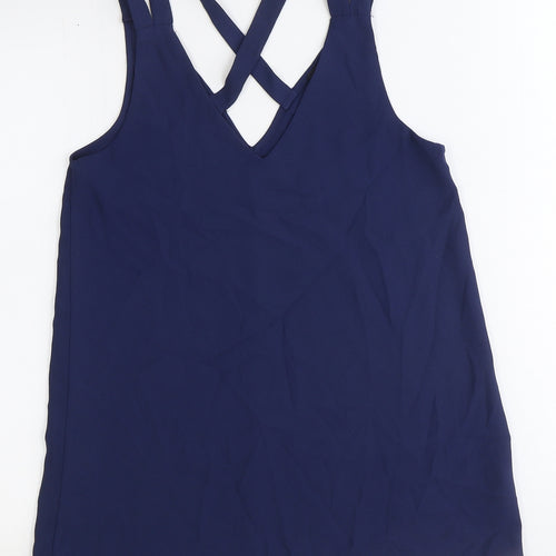 River Island Womens Blue Polyester Basic Blouse Size 6 V-Neck