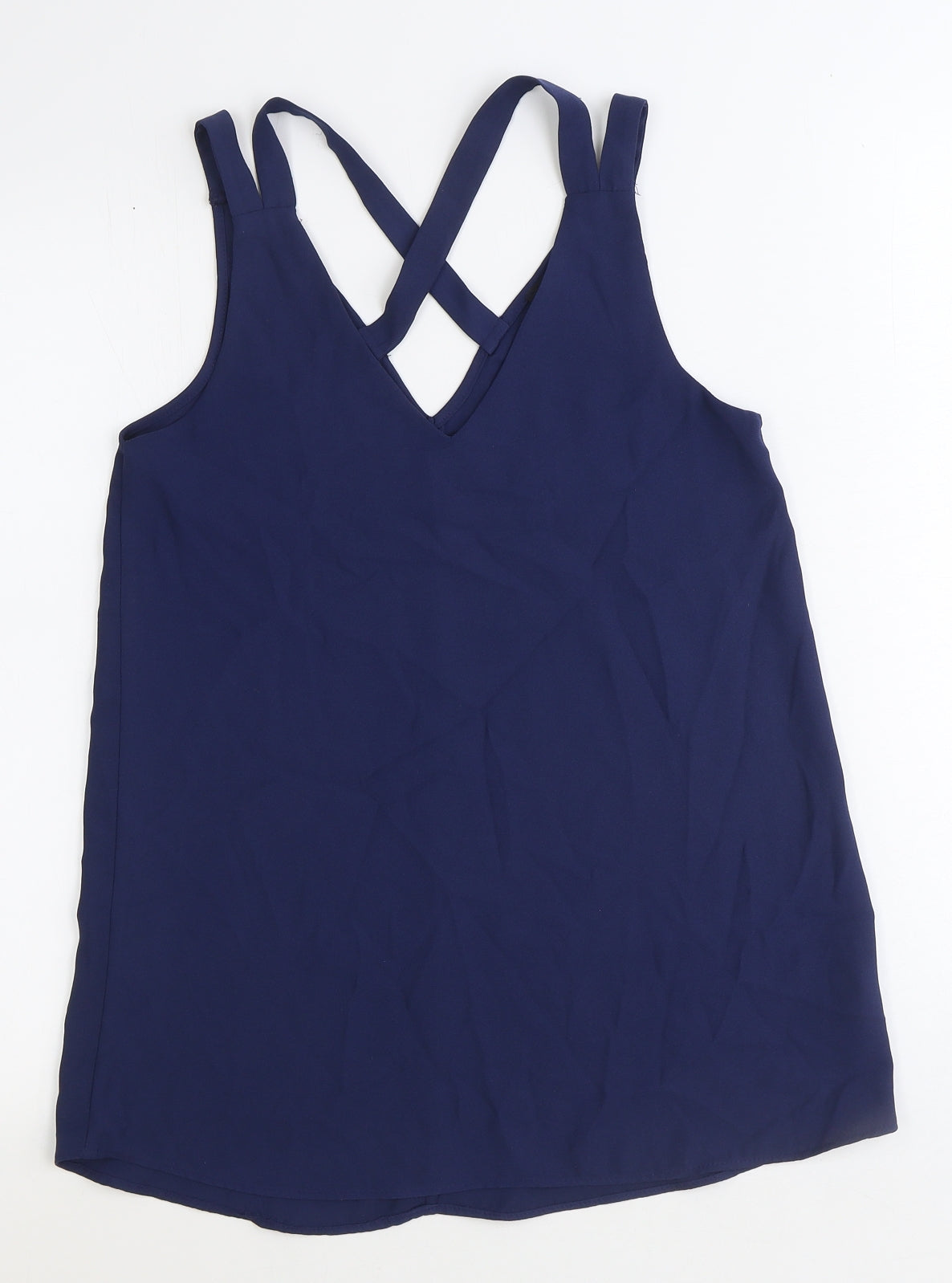 River Island Womens Blue Polyester Basic Blouse Size 6 V-Neck