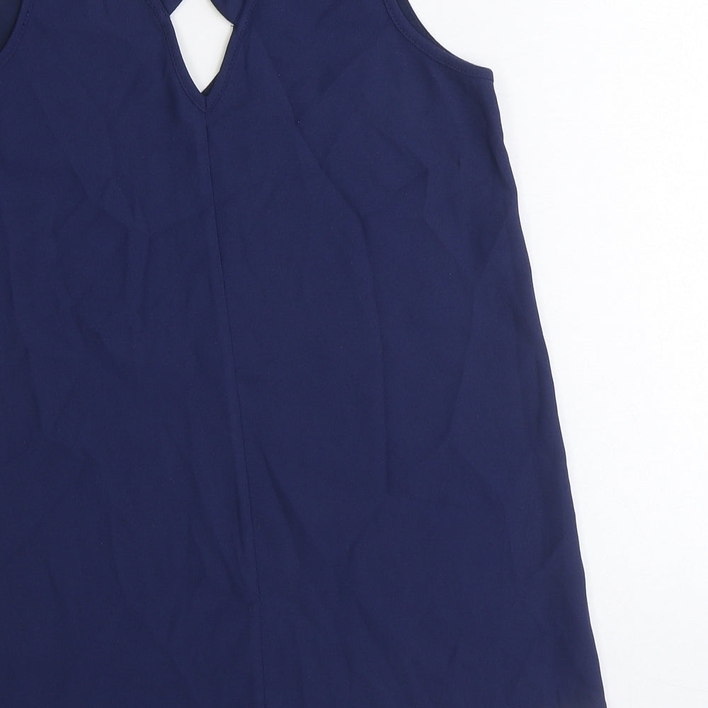 River Island Womens Blue Polyester Basic Blouse Size 6 V-Neck