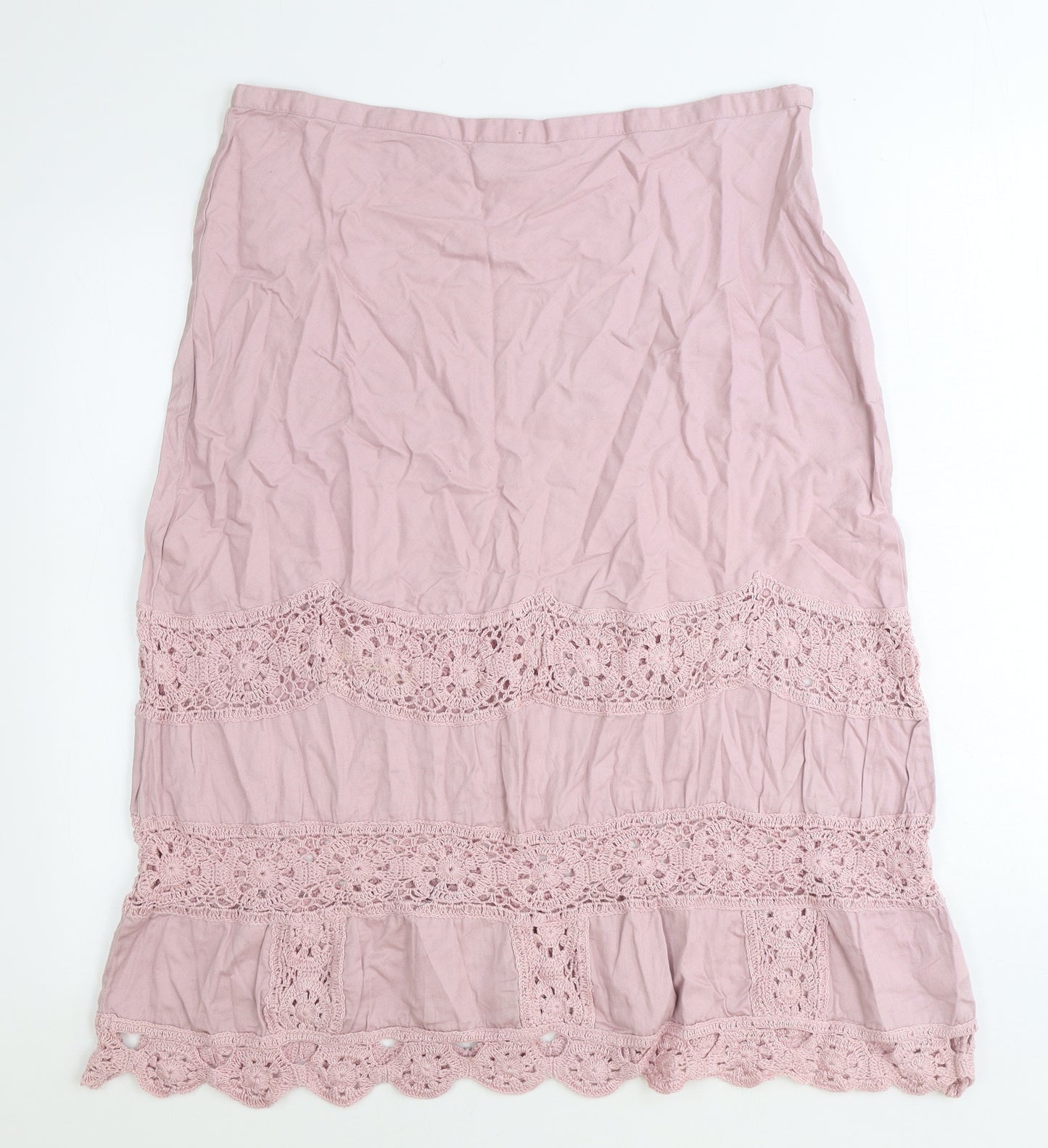 Wallis Womens Pink Geometric Cotton Peasant Skirt Size 16 Zip
