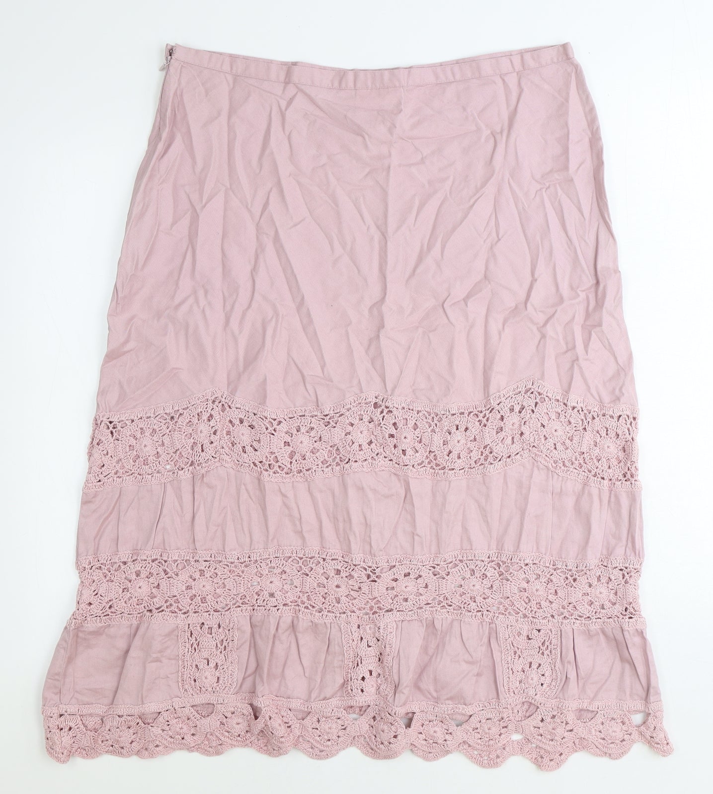 Wallis Womens Pink Geometric Cotton Peasant Skirt Size 16 Zip
