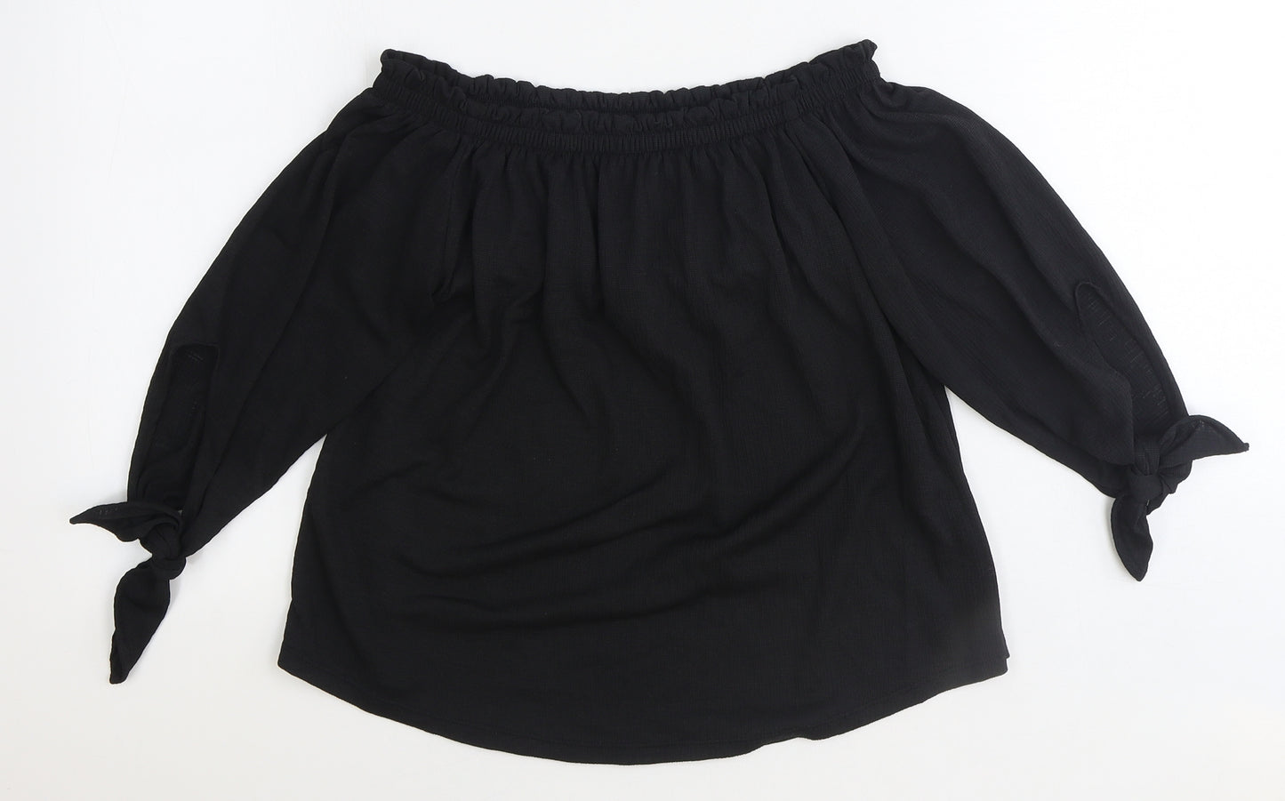 Bershka Womens Black Viscose Basic Blouse Size XS Off the Shoulder