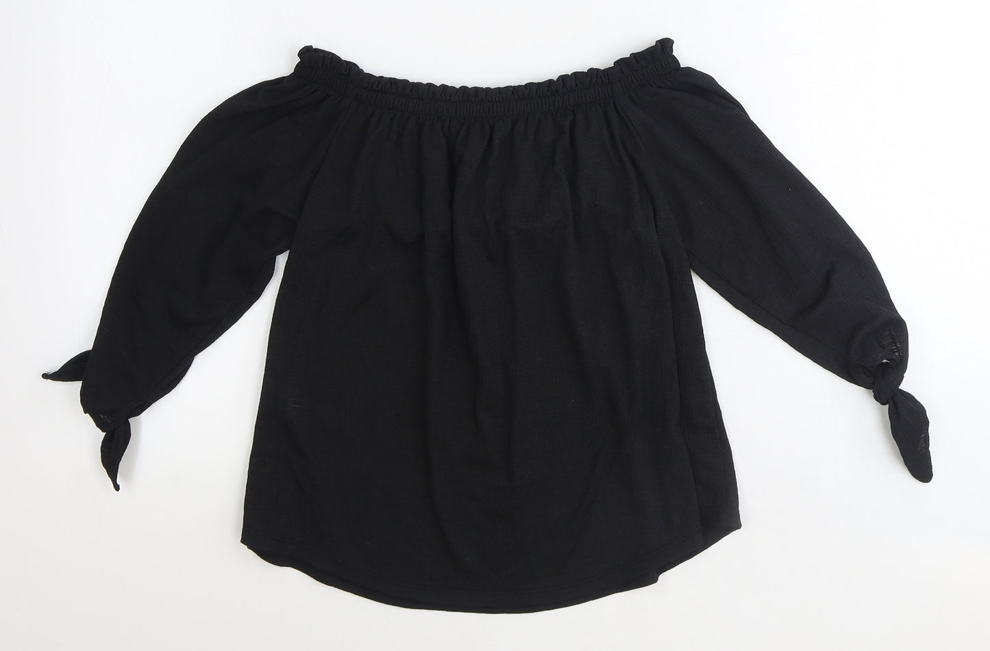 Bershka Womens Black Viscose Basic Blouse Size XS Off the Shoulder