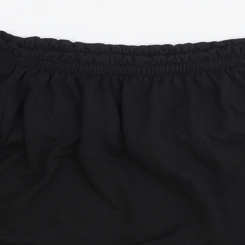 Bershka Womens Black Viscose Basic Blouse Size XS Off the Shoulder