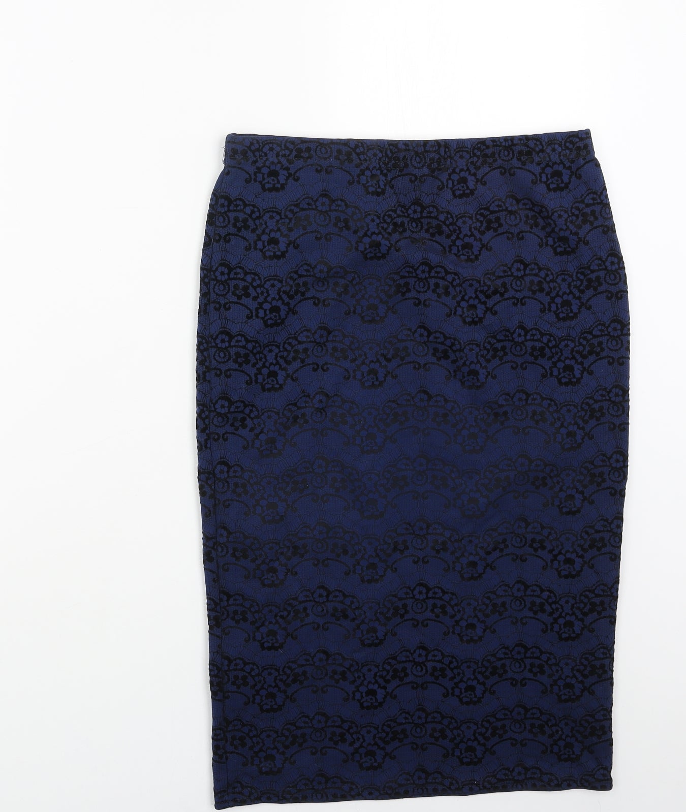 Primark Womens Blue Geometric Polyester Straight & Pencil Skirt Size 10