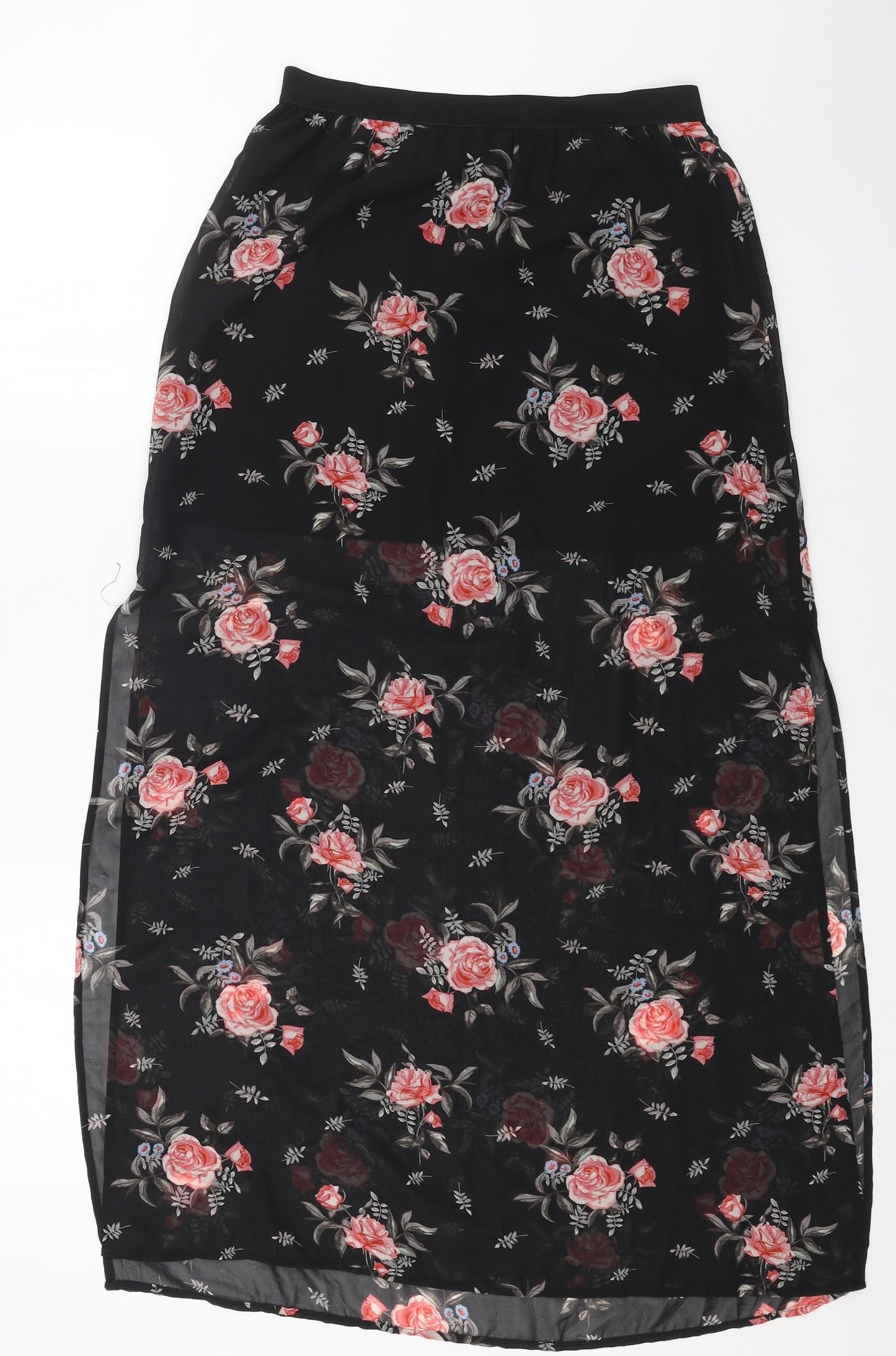 H&M Womens Black Floral Polyester Straight & Pencil Skirt Size 10