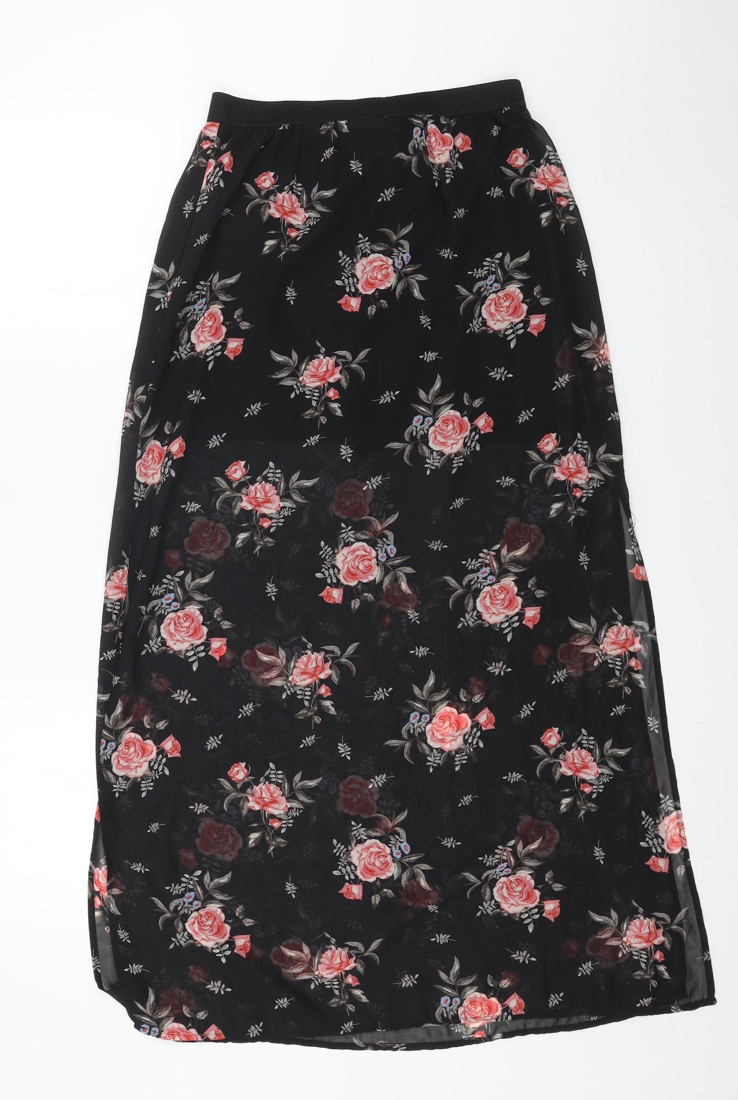H&M Womens Black Floral Polyester Straight & Pencil Skirt Size 10
