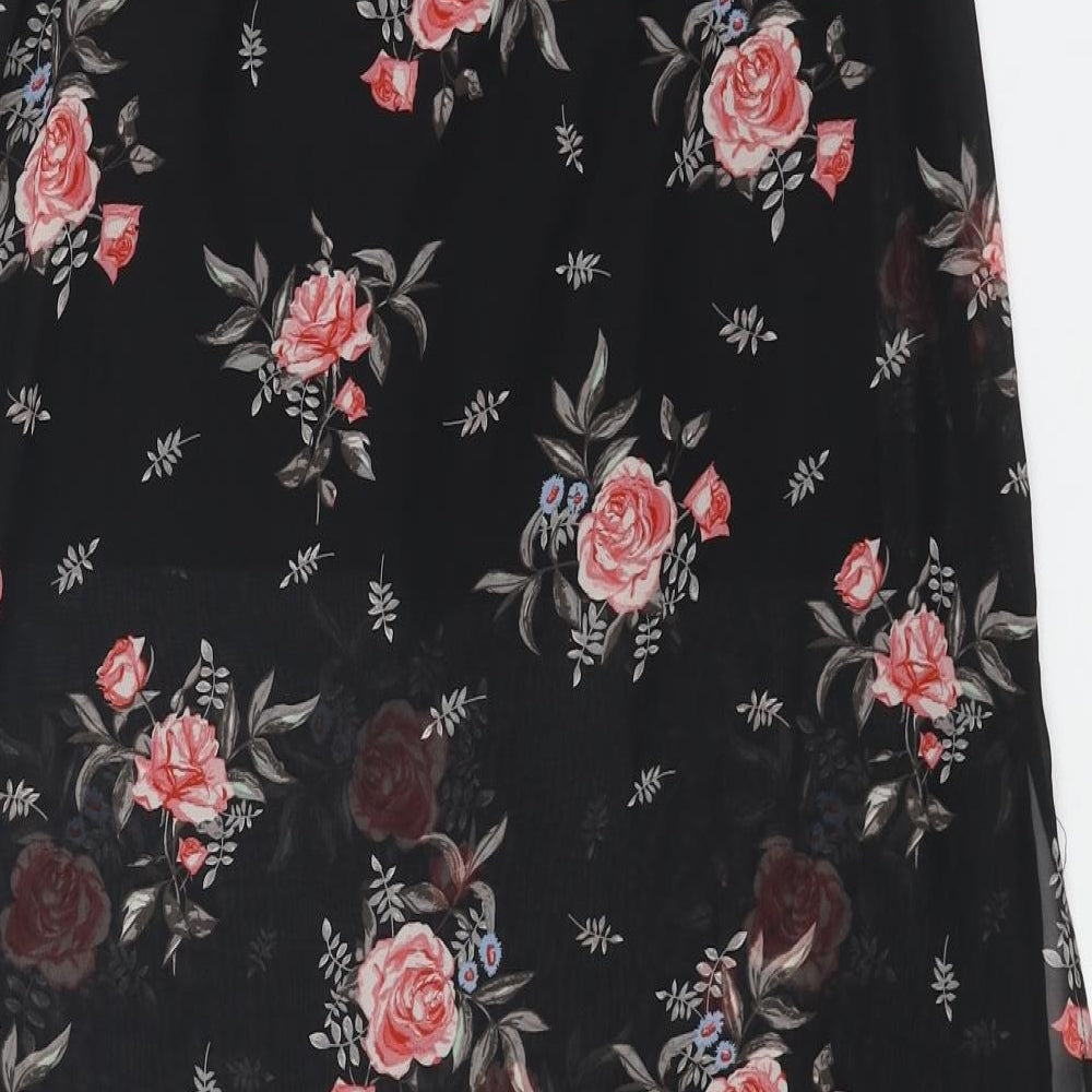 H&M Womens Black Floral Polyester Straight & Pencil Skirt Size 10