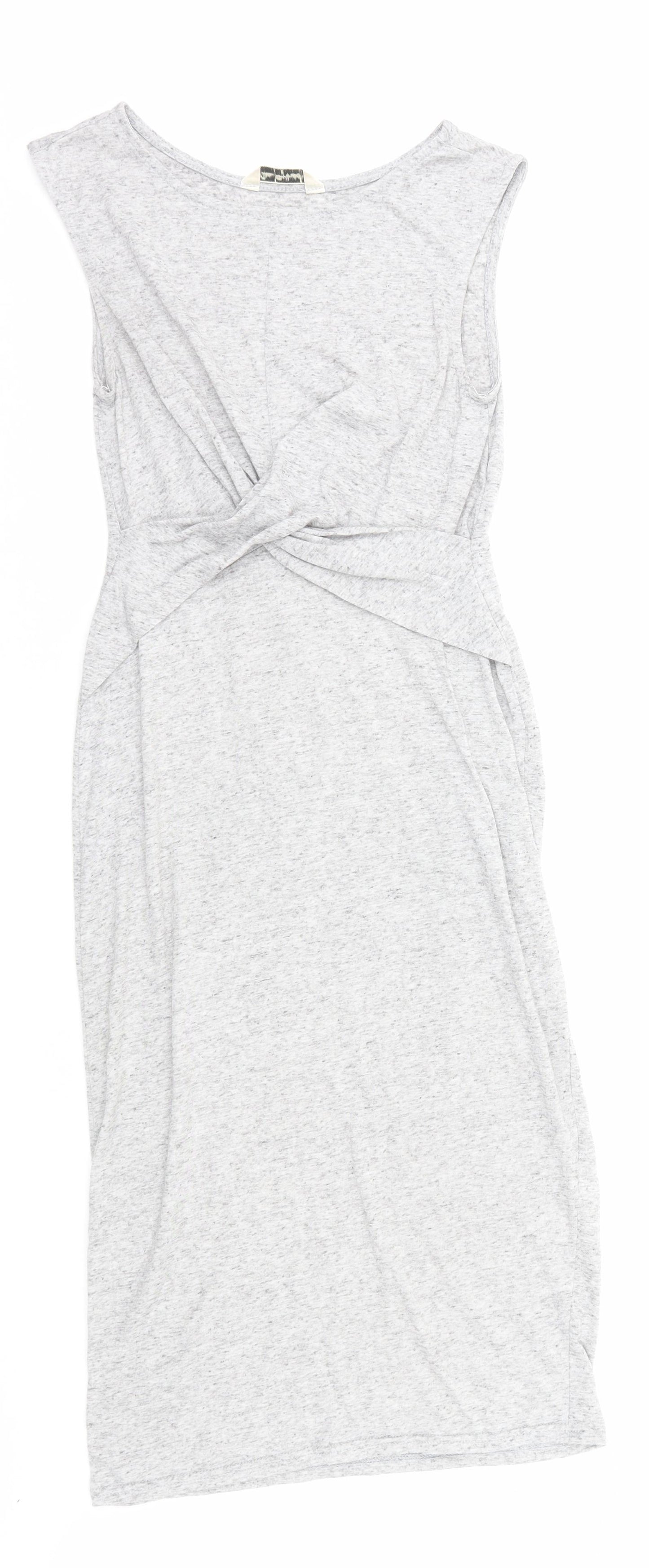 Miss Selfridge Womens Grey Viscose Tank Dress Size 12 Round Neck Pullover