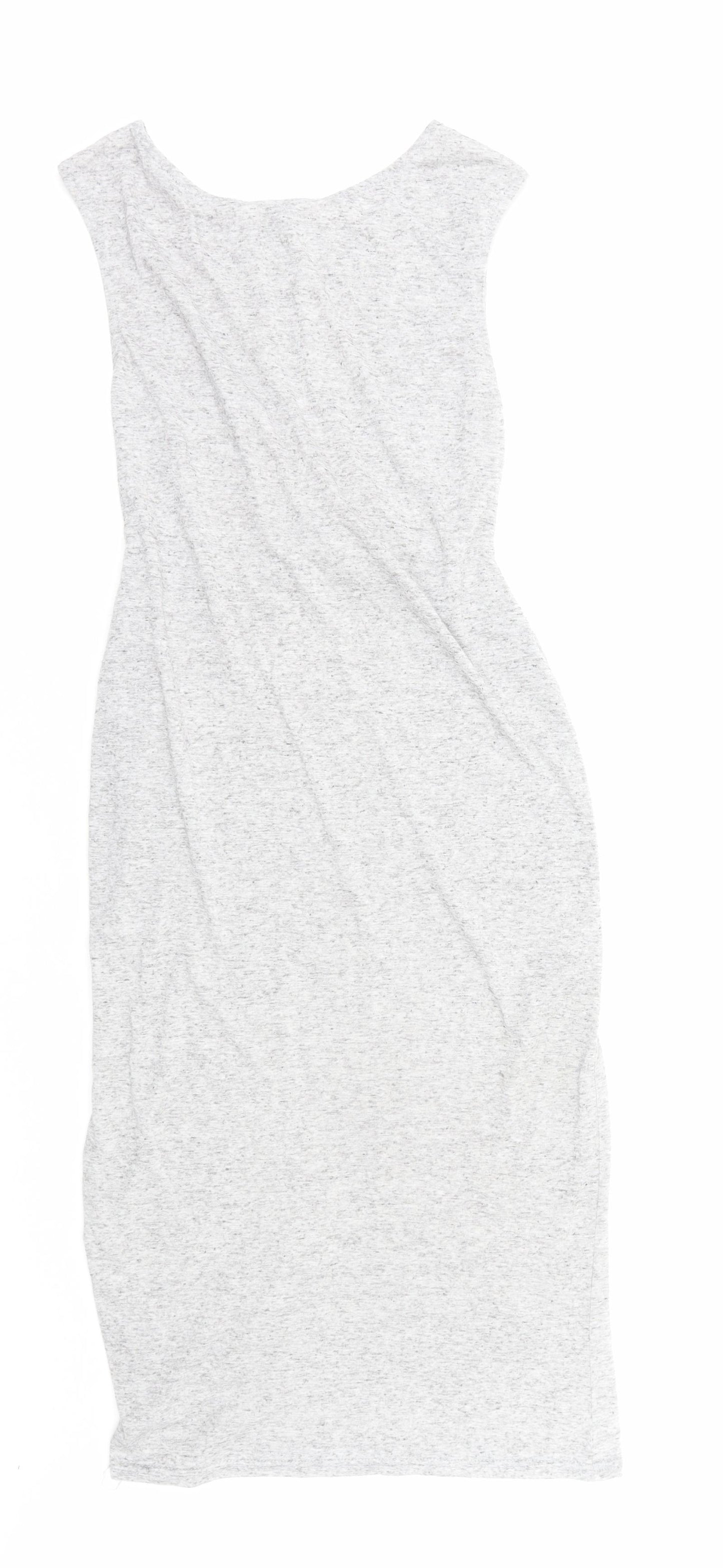 Miss Selfridge Womens Grey Viscose Tank Dress Size 12 Round Neck Pullover