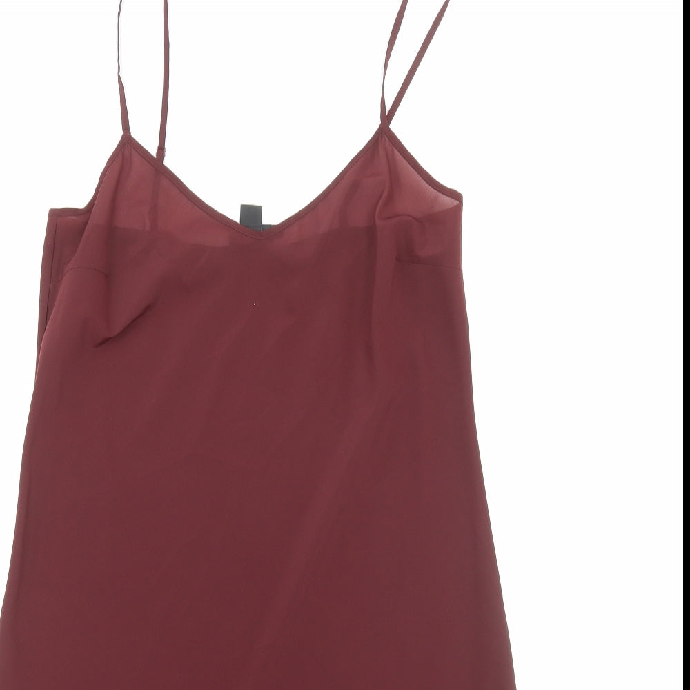 DKNY Womens Red Polyester Skater Dress Size S V-Neck Pullover