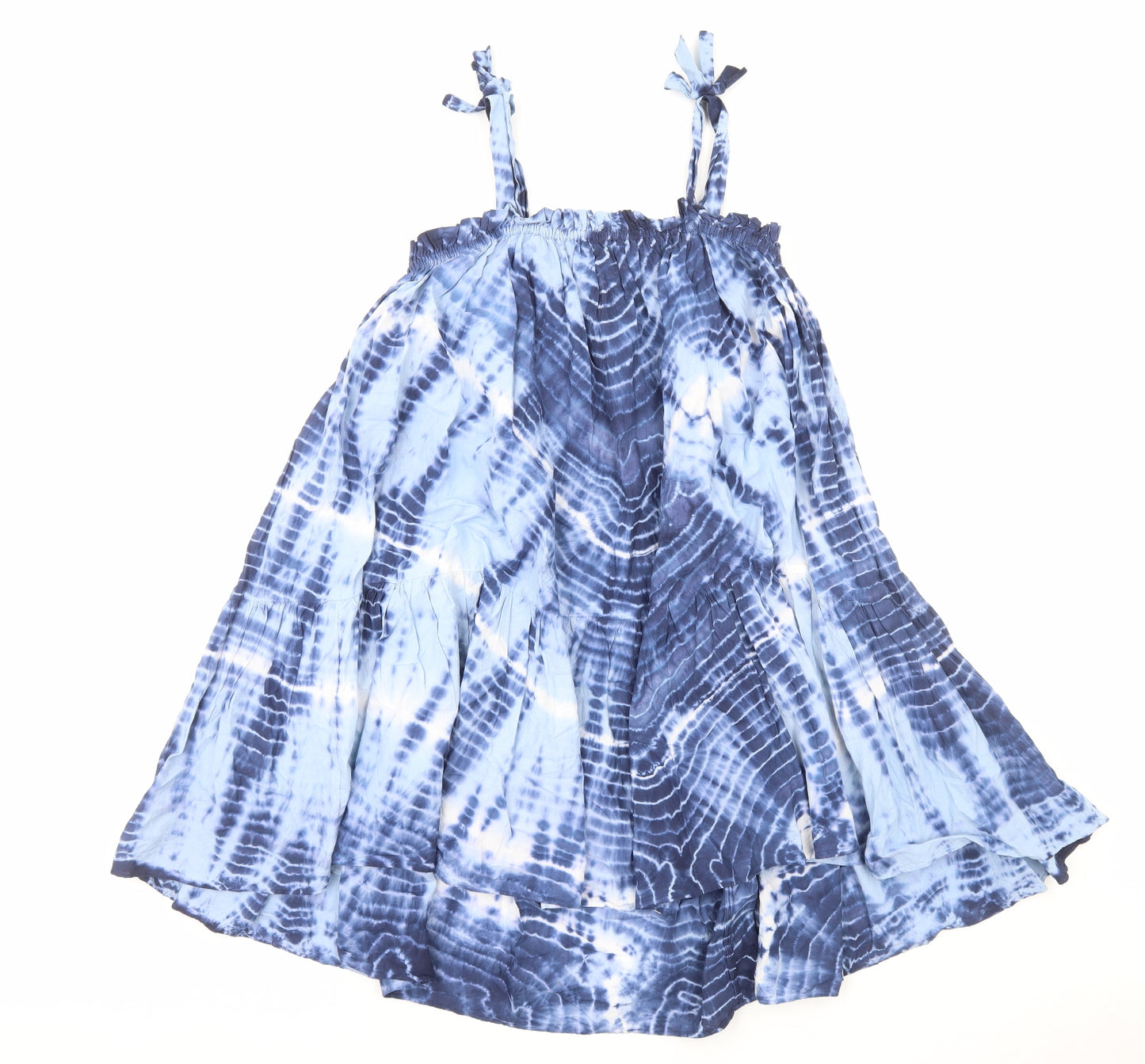 NEXT Girls Blue Geometric Cotton Trapeze & Swing Size 11 Years Square Neck Pullover